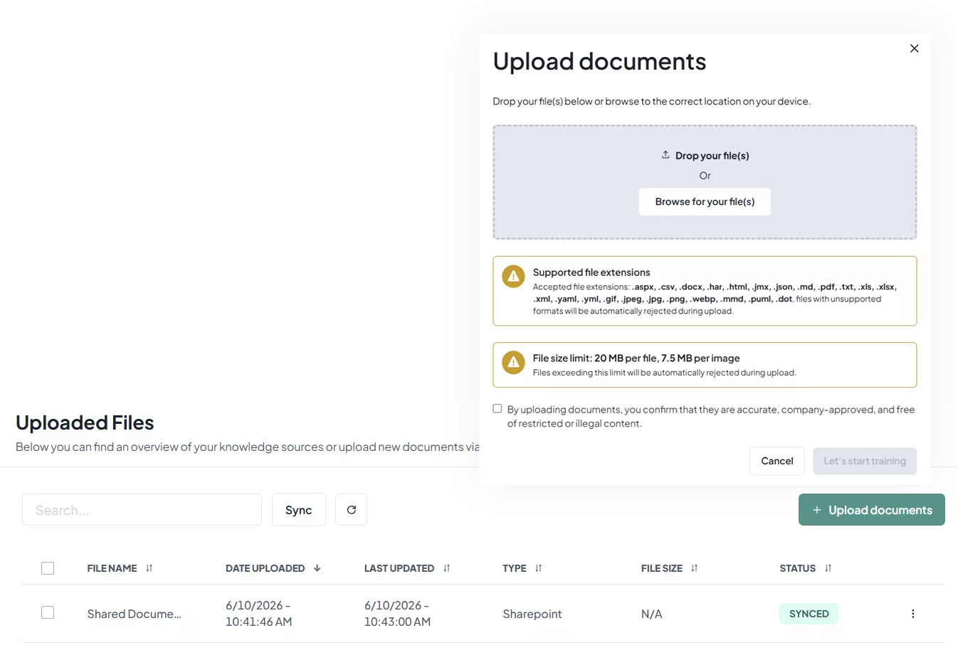 Upload files